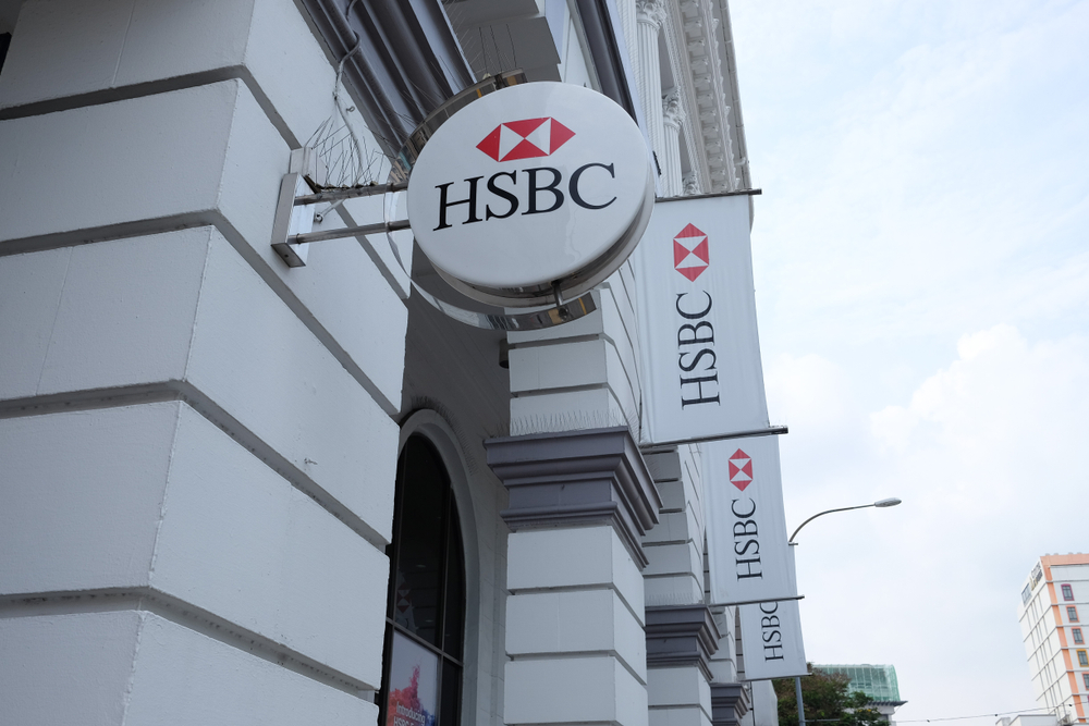 HSBC bank branch logo to denote a story about it being fined