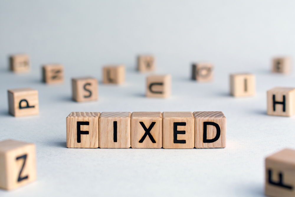 'fixed' written in building blocks to denote a story about borrowers