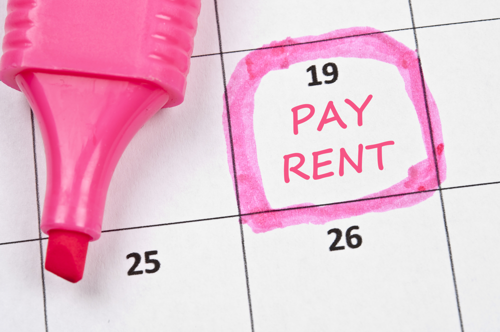 an image of a calendar with 'pay rent' circled to denote a story about rent prices