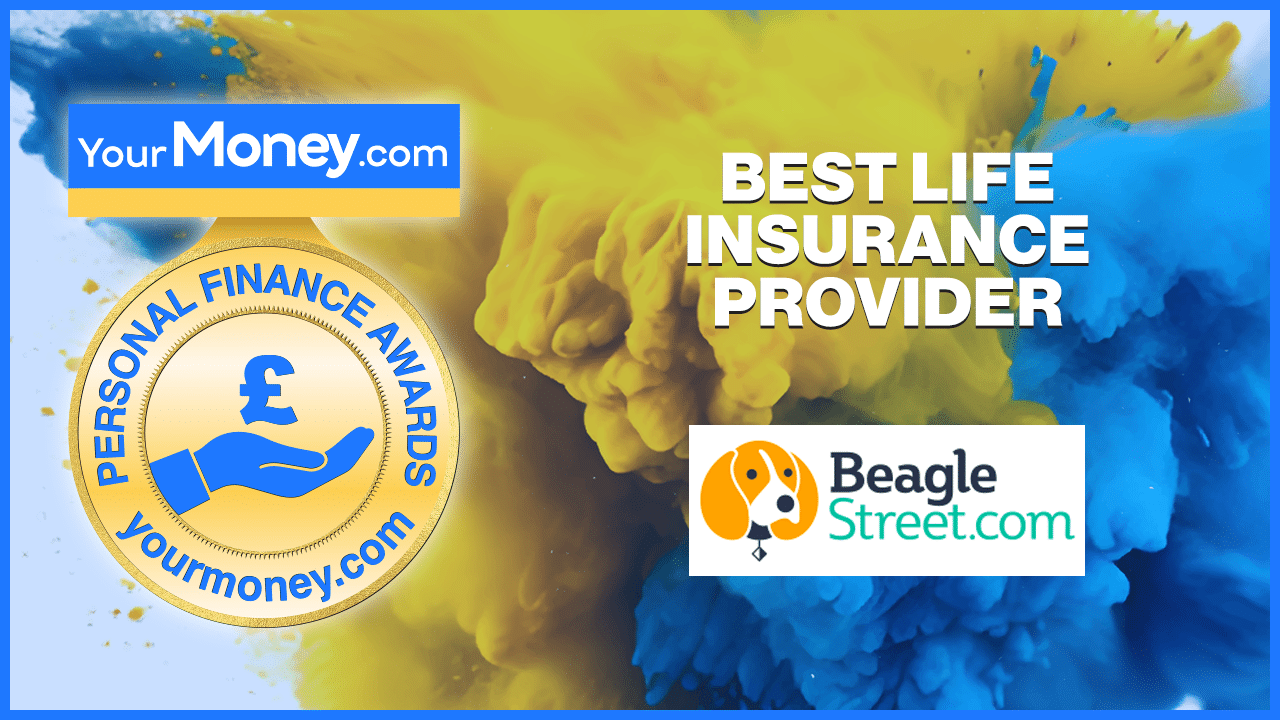 the yellow and blue banner with beagle street feature as part of the your money personal finance and investment awards spotlight series