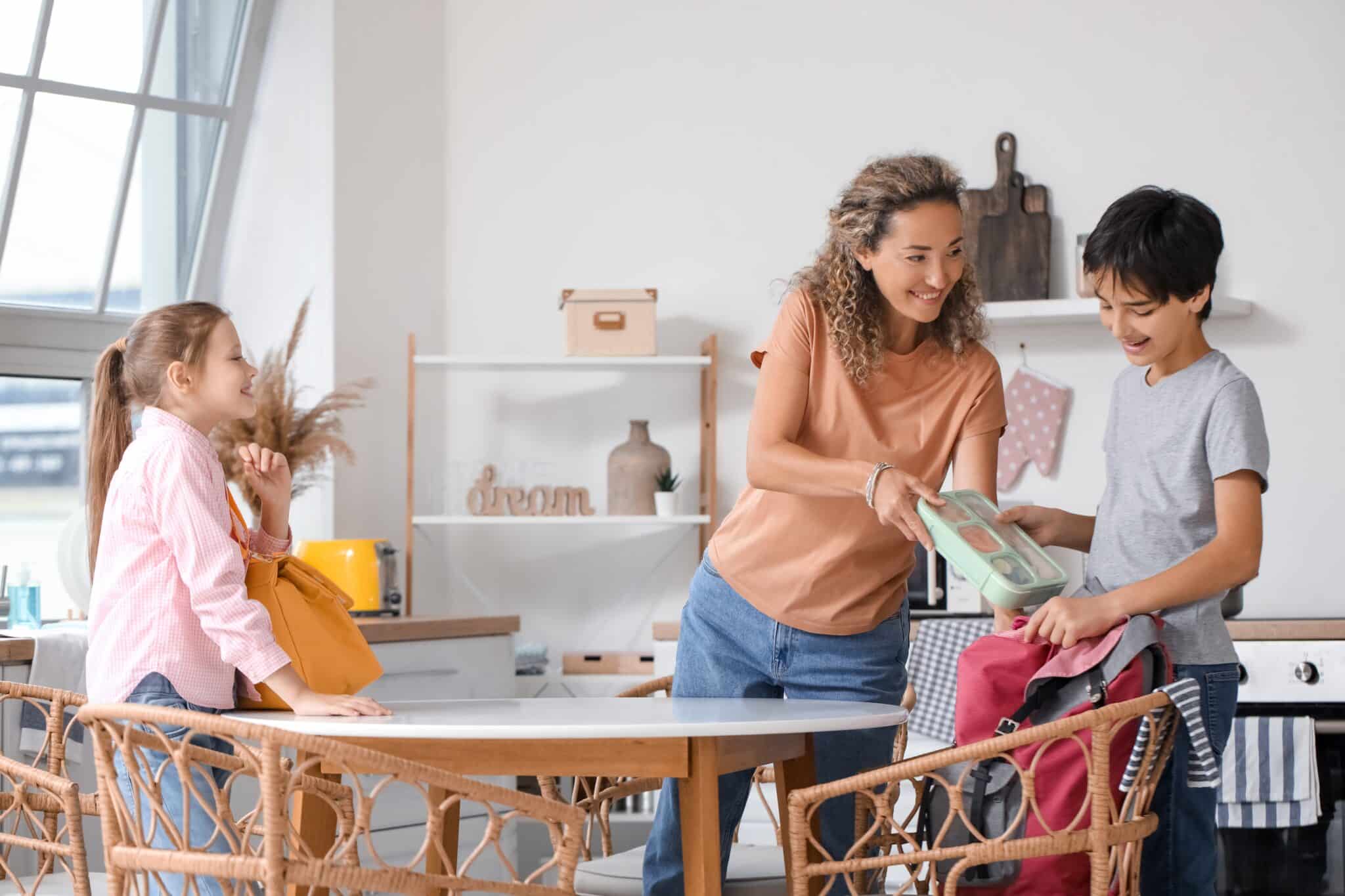 A family packing as they get ready for school as grocery price inflation eases