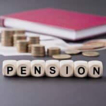 blocks that read 'pension' to denote a story about the government targeting a £160bn DB pension surplus